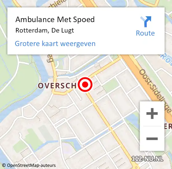 Locatie op kaart van de 112 melding: Ambulance Met Spoed Naar Rotterdam, De Lugt op 10 april 2025 01:21