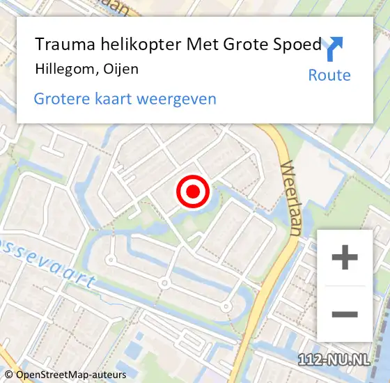 Locatie op kaart van de 112 melding: Trauma helikopter Met Grote Spoed Naar Hillegom, Oijen op 10 april 2025 02:21