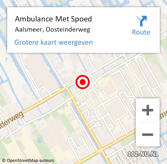Locatie op kaart van de 112 melding: Ambulance Met Spoed Naar Aalsmeer, Oosteinderweg op 10 april 2025 08:06