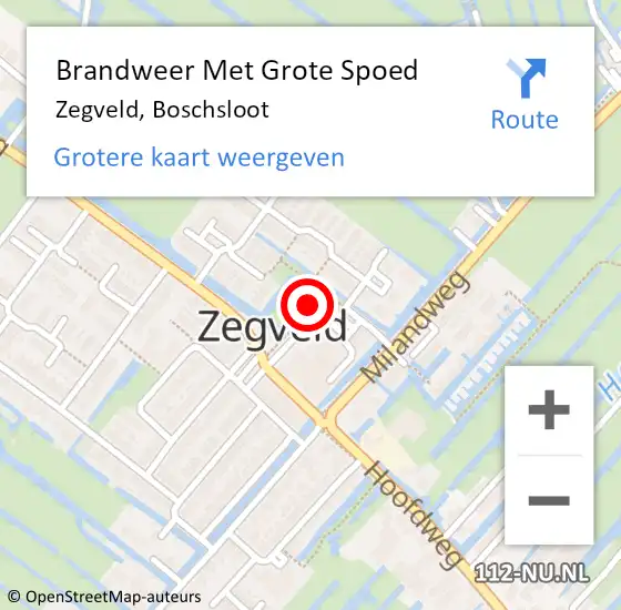 Locatie op kaart van de 112 melding: Brandweer Met Grote Spoed Naar Zegveld, Boschsloot op 10 april 2025 08:15