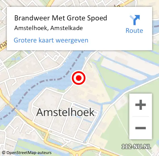 Locatie op kaart van de 112 melding: Brandweer Met Grote Spoed Naar Amstelhoek, Amstelkade op 12 november 2014 21:53