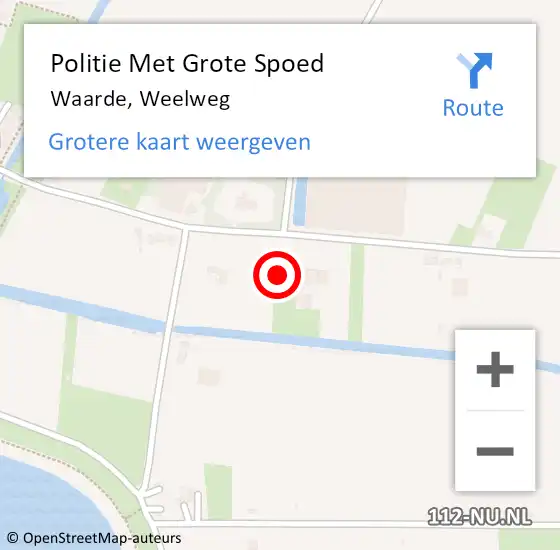 Locatie op kaart van de 112 melding: Politie Met Grote Spoed Naar Waarde, Weelweg op 10 april 2025 10:26