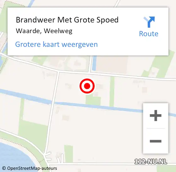 Locatie op kaart van de 112 melding: Brandweer Met Grote Spoed Naar Waarde, Weelweg op 10 april 2025 10:26
