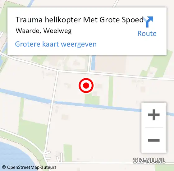 Locatie op kaart van de 112 melding: Trauma helikopter Met Grote Spoed Naar Waarde, Weelweg op 10 april 2025 10:47