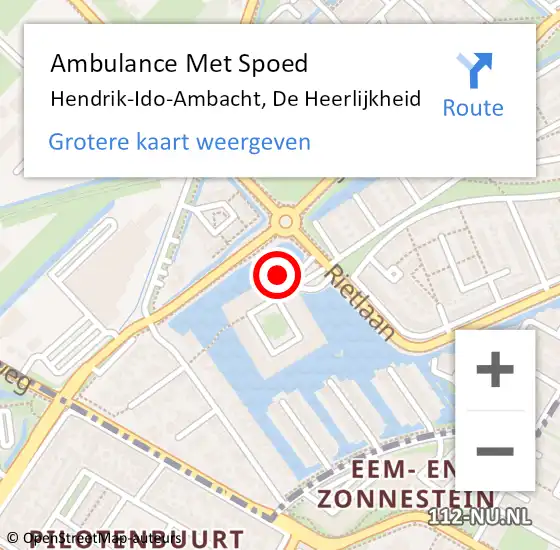 Locatie op kaart van de 112 melding: Ambulance Met Spoed Naar Hendrik-Ido-Ambacht, De Heerlijkheid op 10 april 2025 10:51