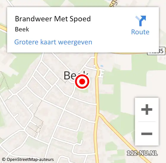 Locatie op kaart van de 112 melding: Brandweer Met Spoed Naar Beek op 10 april 2025 11:05