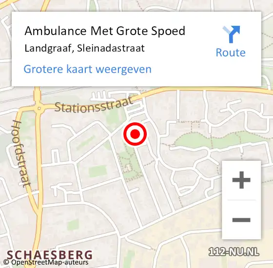 Locatie op kaart van de 112 melding: Ambulance Met Grote Spoed Naar Landgraaf, Sleinadastraat op 12 november 2014 22:29