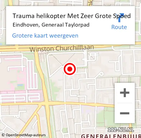 Locatie op kaart van de 112 melding: Trauma helikopter Met Zeer Grote Spoed Naar Eindhoven, Generaal Taylorpad op 10 april 2025 13:04