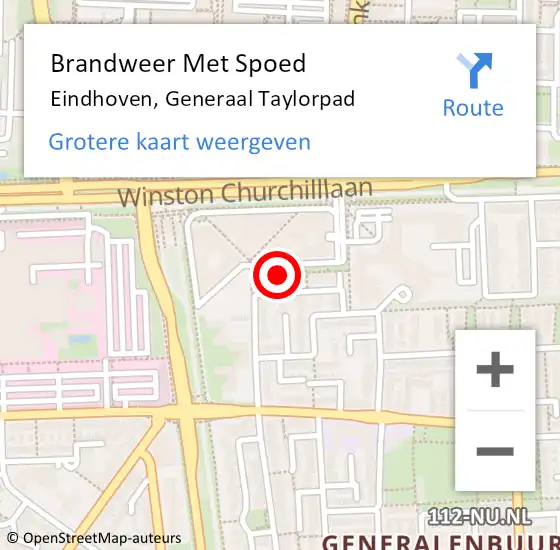 Locatie op kaart van de 112 melding: Brandweer Met Spoed Naar Eindhoven, Generaal Taylorpad op 10 april 2025 13:23