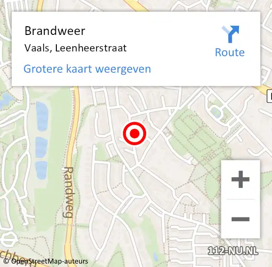 Locatie op kaart van de 112 melding: Brandweer Vaals, Leenheerstraat op 12 november 2014 22:51