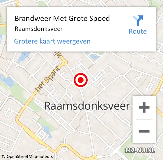 Locatie op kaart van de 112 melding: Brandweer Met Grote Spoed Naar Raamsdonksveer op 10 april 2025 14:18