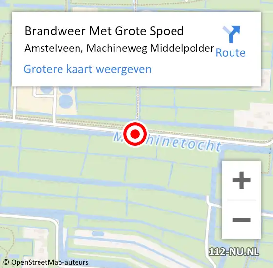 Locatie op kaart van de 112 melding: Brandweer Met Grote Spoed Naar Amstelveen, Machineweg Middelpolder op 12 november 2014 22:59