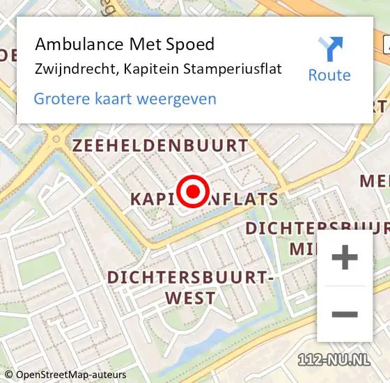 Locatie op kaart van de 112 melding: Ambulance Met Spoed Naar Zwijndrecht, Kapitein Stamperiusflat op 10 april 2025 15:37