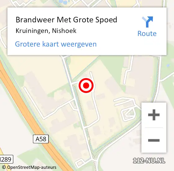 Locatie op kaart van de 112 melding: Brandweer Met Grote Spoed Naar Kruiningen, Nishoek op 12 november 2014 23:10