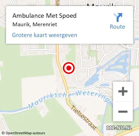 Locatie op kaart van de 112 melding: Ambulance Met Spoed Naar Maurik, Merenriet op 12 november 2014 23:18