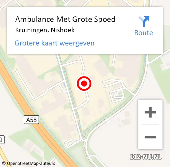 Locatie op kaart van de 112 melding: Ambulance Met Grote Spoed Naar Kruiningen, Nishoek op 12 november 2014 23:25