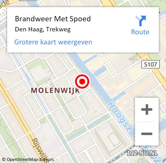 Locatie op kaart van de 112 melding: Brandweer Met Spoed Naar Den Haag, Trekweg op 10 april 2025 17:46