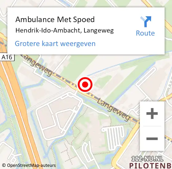 Locatie op kaart van de 112 melding: Ambulance Met Spoed Naar Hendrik-Ido-Ambacht, Langeweg op 10 april 2025 18:55