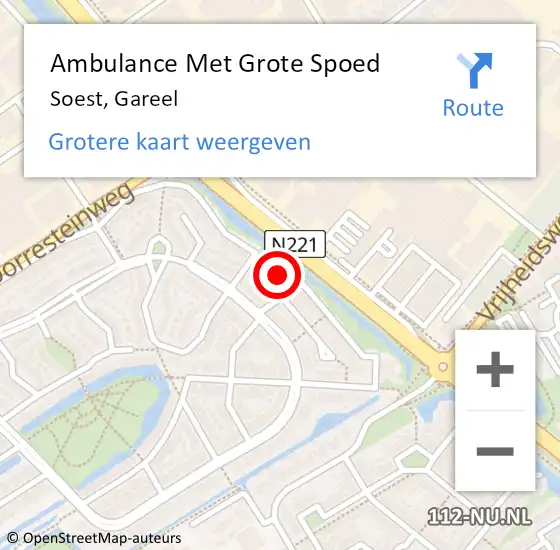 Locatie op kaart van de 112 melding: Ambulance Met Grote Spoed Naar Soest, Gareel op 13 november 2014 00:07