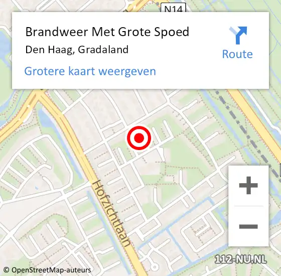 Locatie op kaart van de 112 melding: Brandweer Met Grote Spoed Naar Den Haag, Gradaland op 10 april 2025 19:14