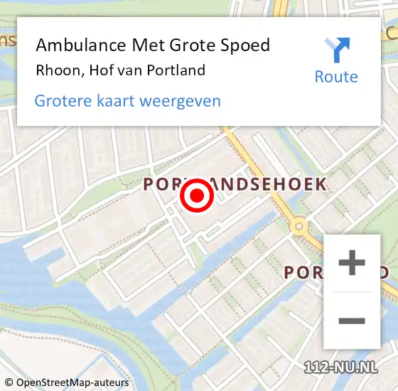 Locatie op kaart van de 112 melding: Ambulance Met Grote Spoed Naar Rhoon, Hof van Portland op 10 april 2025 19:27