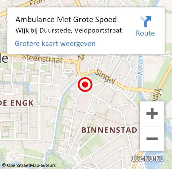 Locatie op kaart van de 112 melding: Ambulance Met Grote Spoed Naar Wijk bij Duurstede, Veldpoortstraat op 13 november 2014 00:18