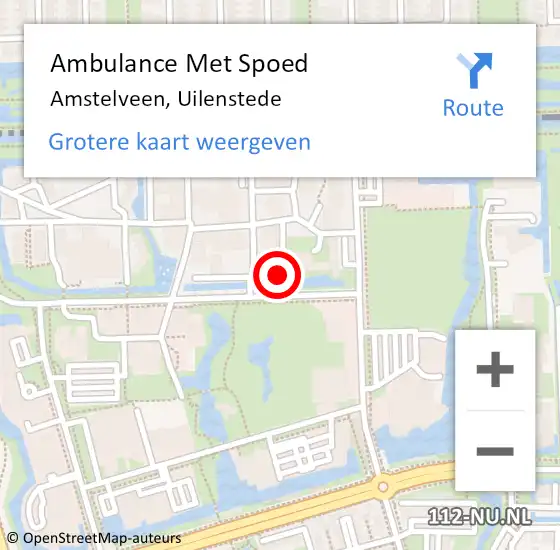 Locatie op kaart van de 112 melding: Ambulance Met Spoed Naar Amstelveen, Uilenstede op 10 april 2025 21:21