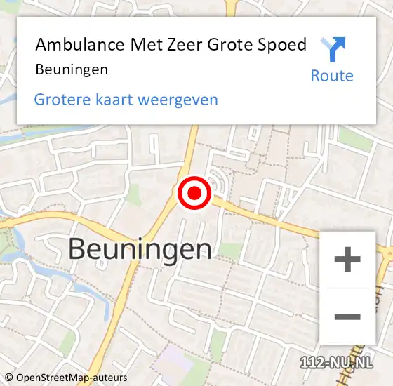 Locatie op kaart van de 112 melding: Ambulance Met Zeer Grote Spoed Naar Beuningen op 10 april 2025 22:53
