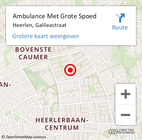 Locatie op kaart van de 112 melding: Ambulance Met Grote Spoed Naar Heerlen, Galileastraat op 13 november 2014 01:00