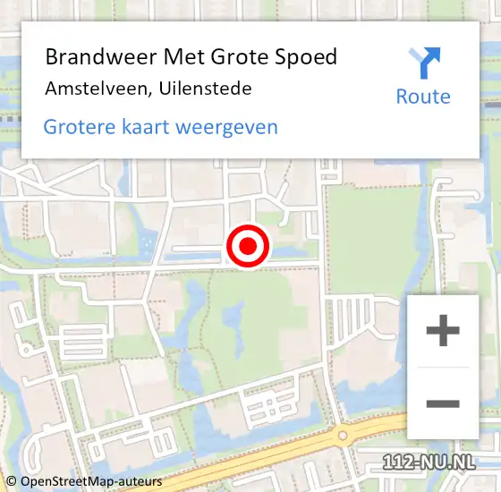 Locatie op kaart van de 112 melding: Brandweer Met Grote Spoed Naar Amstelveen, Uilenstede op 11 april 2025 00:01