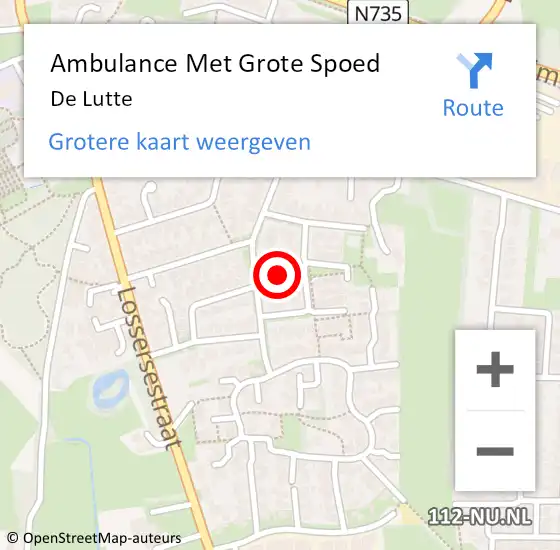 Locatie op kaart van de 112 melding: Ambulance Met Grote Spoed Naar De Lutte op 11 april 2025 00:29