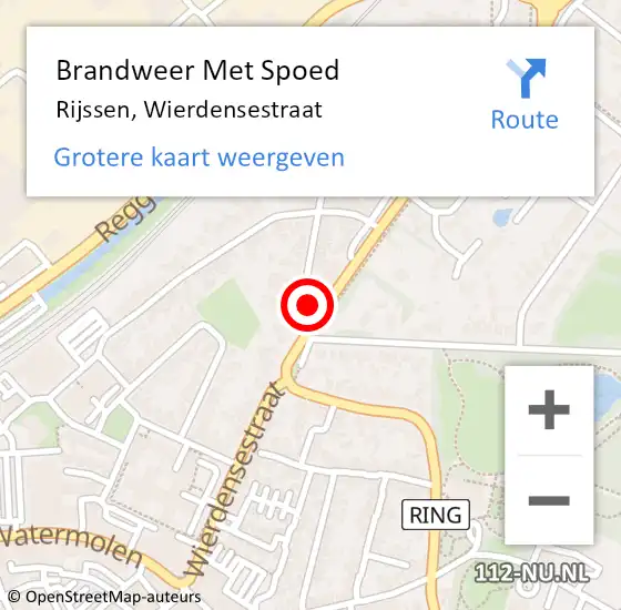 Locatie op kaart van de 112 melding: Brandweer Met Spoed Naar Rijssen, Wierdensestraat op 11 april 2025 01:49