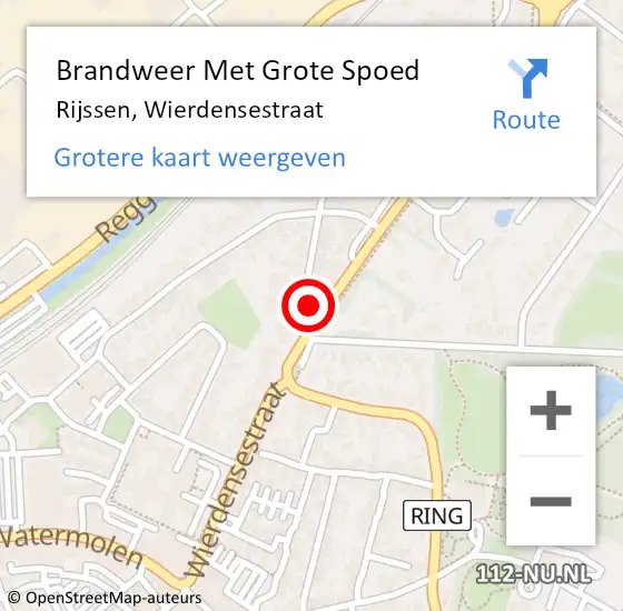 Locatie op kaart van de 112 melding: Brandweer Met Grote Spoed Naar Rijssen, Wierdensestraat op 11 april 2025 01:49