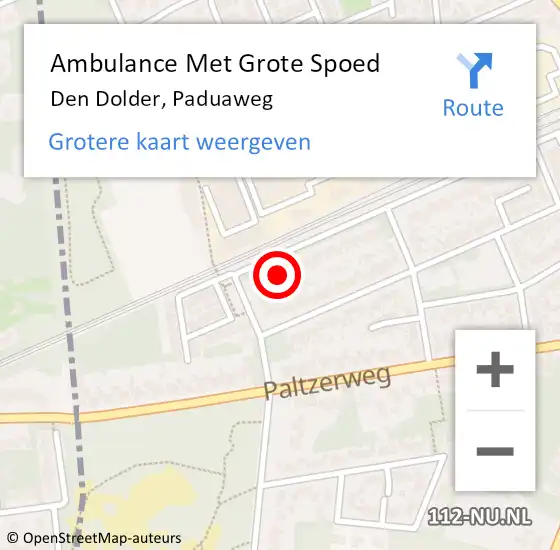 Locatie op kaart van de 112 melding: Ambulance Met Grote Spoed Naar Den Dolder, Paduaweg op 13 november 2014 02:04