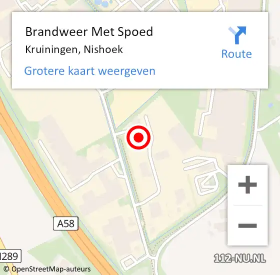 Locatie op kaart van de 112 melding: Brandweer Met Spoed Naar Kruiningen, Nishoek op 13 november 2014 02:09