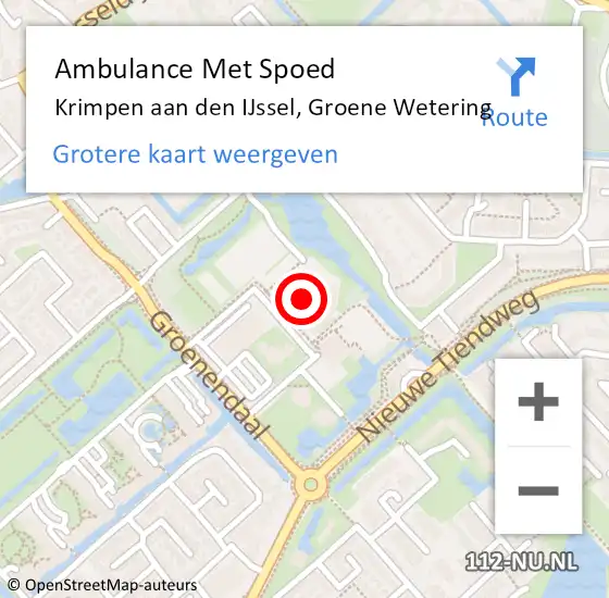 Locatie op kaart van de 112 melding: Ambulance Met Spoed Naar Krimpen aan den IJssel, Groene Wetering op 11 april 2025 09:42