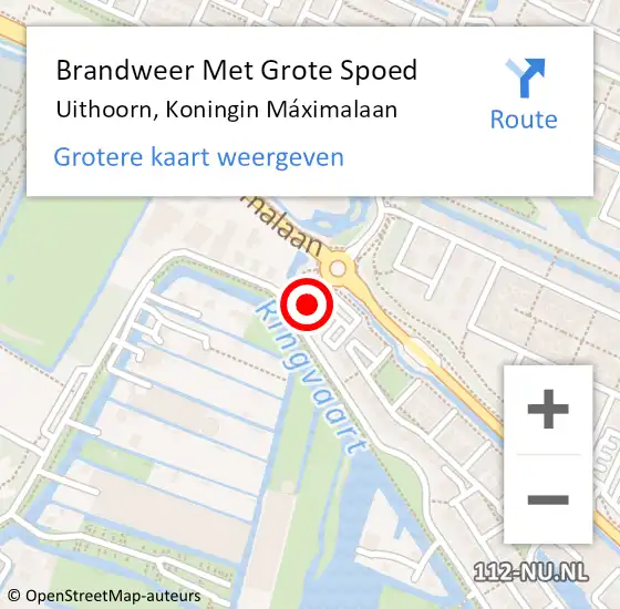 Locatie op kaart van de 112 melding: Brandweer Met Grote Spoed Naar Uithoorn, Koningin Máximalaan op 11 april 2025 09:59