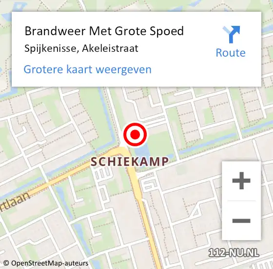 Locatie op kaart van de 112 melding: Brandweer Met Grote Spoed Naar Spijkenisse, Akeleistraat op 11 april 2025 11:25