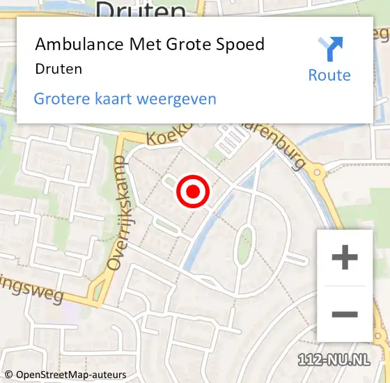 Locatie op kaart van de 112 melding: Ambulance Met Grote Spoed Naar Druten op 11 april 2025 11:30