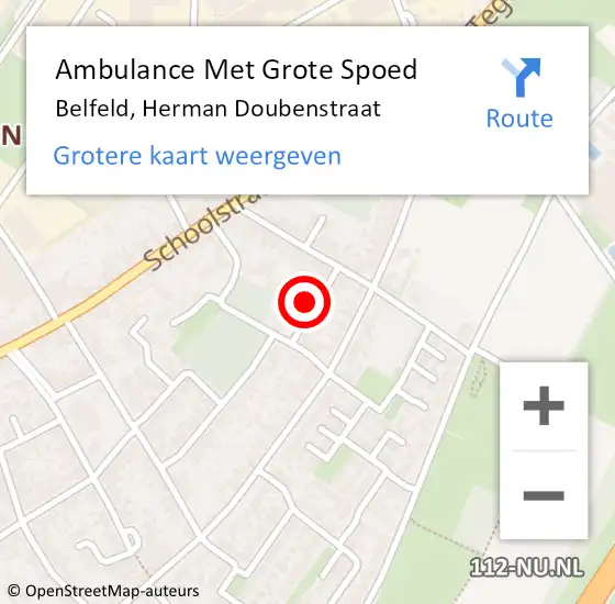 Locatie op kaart van de 112 melding: Ambulance Met Grote Spoed Naar Belfeld, Herman Doubenstraat op 13 november 2014 04:37