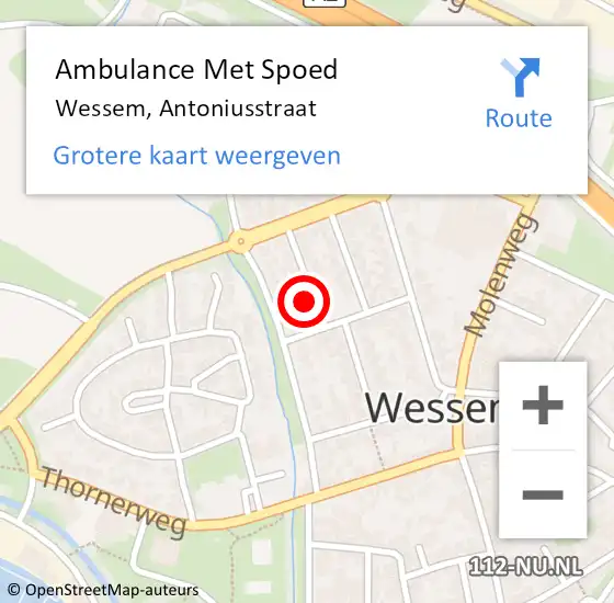 Locatie op kaart van de 112 melding: Ambulance Met Spoed Naar Wessem, Antoniusstraat op 13 november 2014 04:57