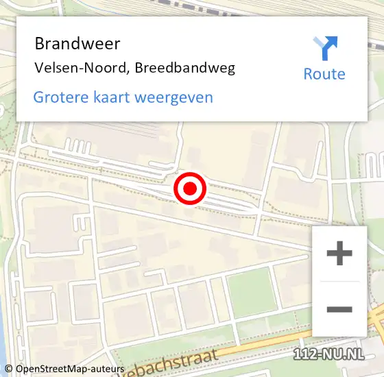 Locatie op kaart van de 112 melding: Brandweer Velsen-Noord, Breedbandweg op 11 april 2025 13:12