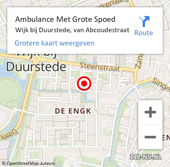 Locatie op kaart van de 112 melding: Ambulance Met Grote Spoed Naar Wijk bij Duurstede, van Abcoudestraat op 13 november 2014 05:40