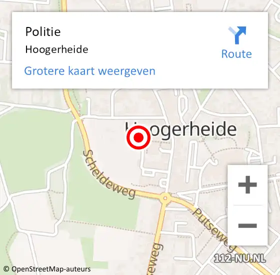 Locatie op kaart van de 112 melding: Politie Hoogerheide op 11 april 2025 14:01