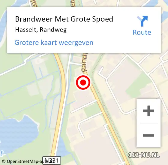 Locatie op kaart van de 112 melding: Brandweer Met Grote Spoed Naar Hasselt, Randweg op 11 april 2025 14:14
