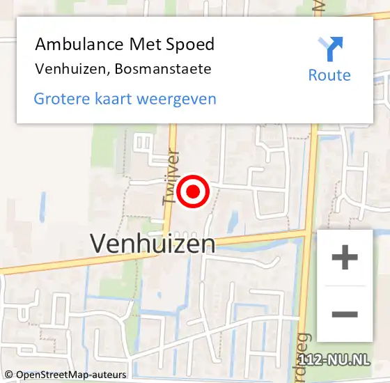 Locatie op kaart van de 112 melding: Ambulance Met Spoed Naar Venhuizen, Bosmanstaete op 11 april 2025 14:20