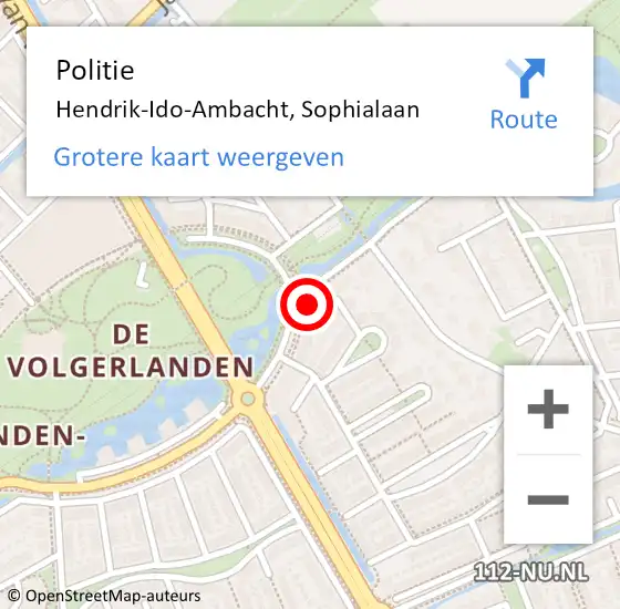 Locatie op kaart van de 112 melding: Politie Hendrik-Ido-Ambacht, Sophialaan op 11 april 2025 14:23