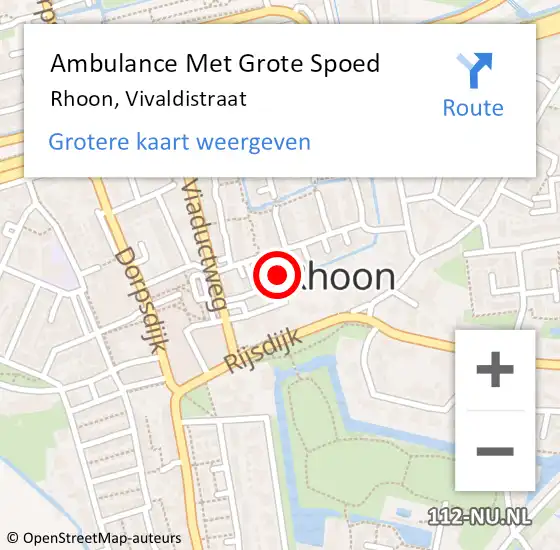 Locatie op kaart van de 112 melding: Ambulance Met Grote Spoed Naar Rhoon, Vivaldistraat op 13 november 2014 06:28