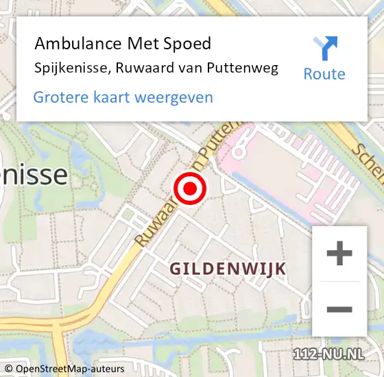 Locatie op kaart van de 112 melding: Ambulance Met Spoed Naar Spijkenisse, Ruwaard van Puttenweg op 11 april 2025 15:36