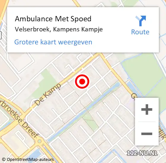 Locatie op kaart van de 112 melding: Ambulance Met Spoed Naar Velserbroek, Kampens Kampje op 13 november 2014 06:59